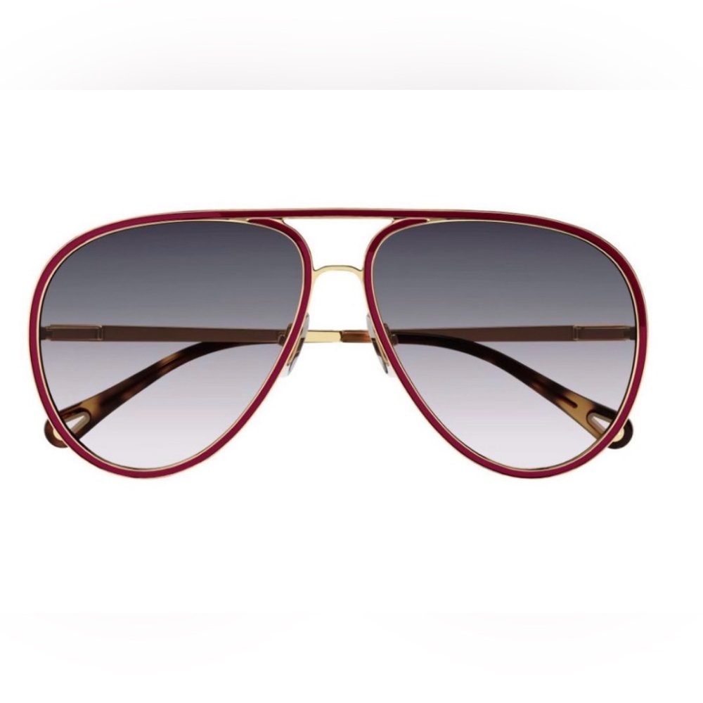 Chloé CH0099S 003 Red Gold Aviator Oversized Sunglasses